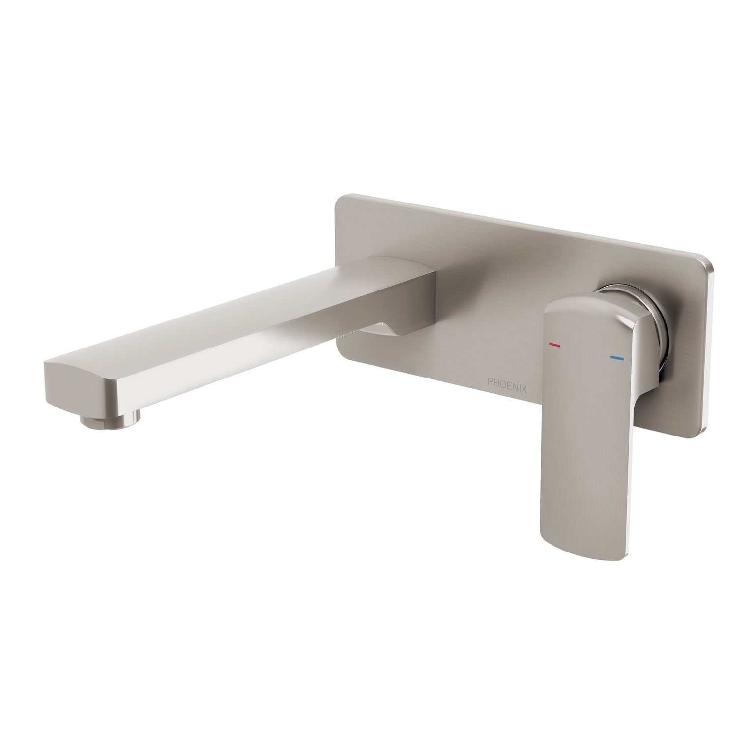 PHOENIX TEVA LEAD FREE WALL BASIN / BATH MIXER SET WITH TRIM KIT AND BODY 200MM BRUSHED NICKEL