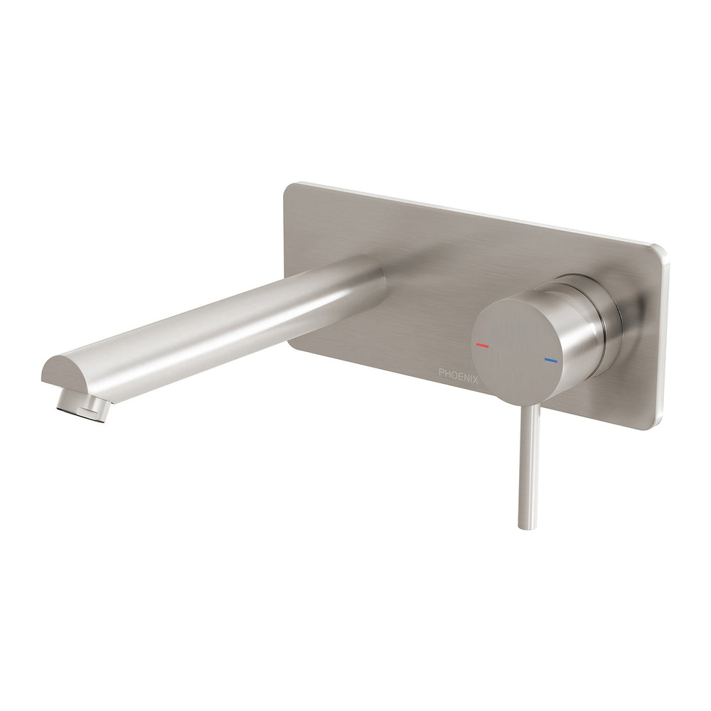PHOENIX PINA WALL BASIN / BATH MIXER SET WITH TRIM KIT AND BODY 200MM BRUSHED NICKEL
