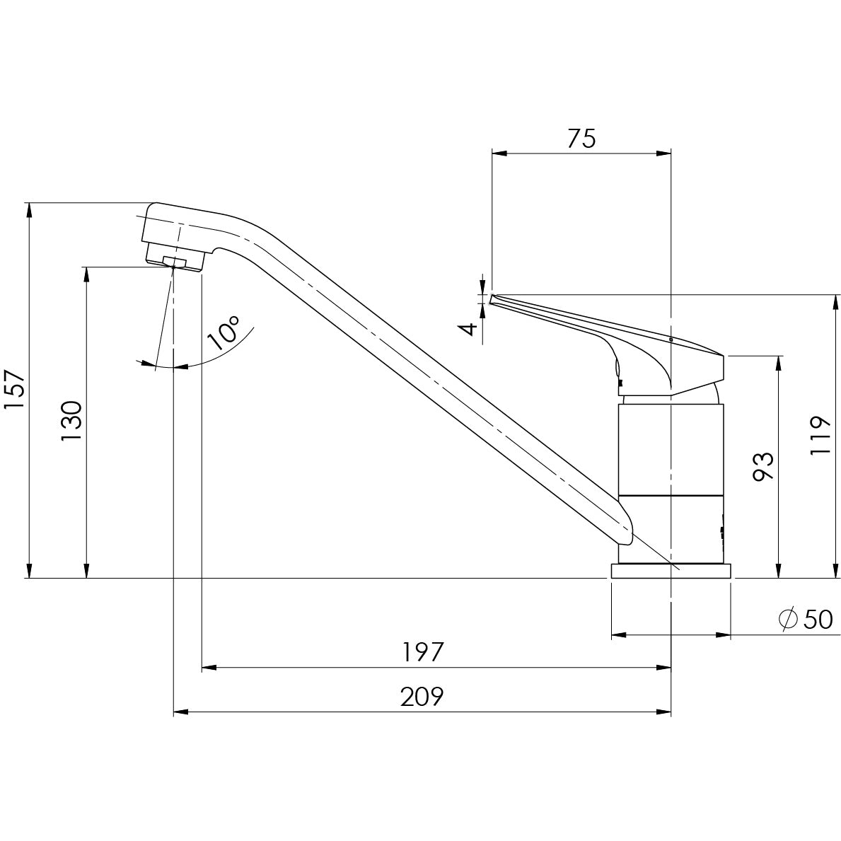 PHOENIX IVY MKII LEAD FREE SWIVEL SINK MIXER 119MM MATTE BLACK