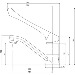PHOENIX IVY MKII EXTENDED HANDLE SWIVEL BASIN MIXER 198MM CHROME