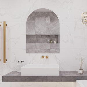 THERMOGROUP ABLAZE ARCH SHAPE MIRROR GLUE-TO-WALL WITH DEMISTER 750X1000MM