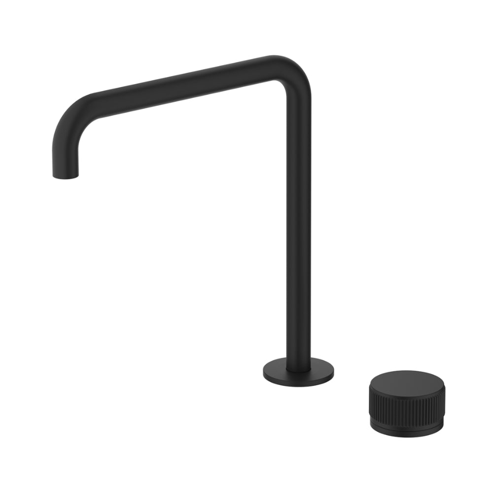 BELLA VISTA MICA LEAD FREE FLUTED SOFT-SQUARE HOB SINK/BASIN MIXER SET 275MM BLACK