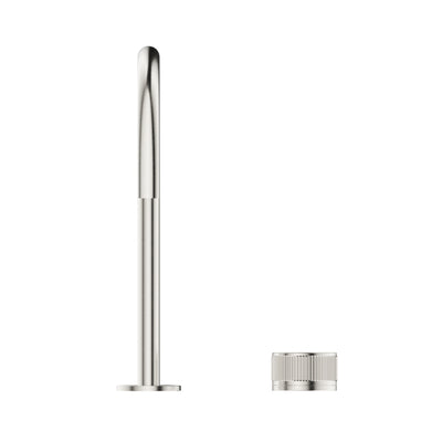 BELLA VISTA MICA FLUTED LEAD FREE GOOSENECK HOB SINK/BASIN MIXER SET 311MM BRUSHED NICKEL