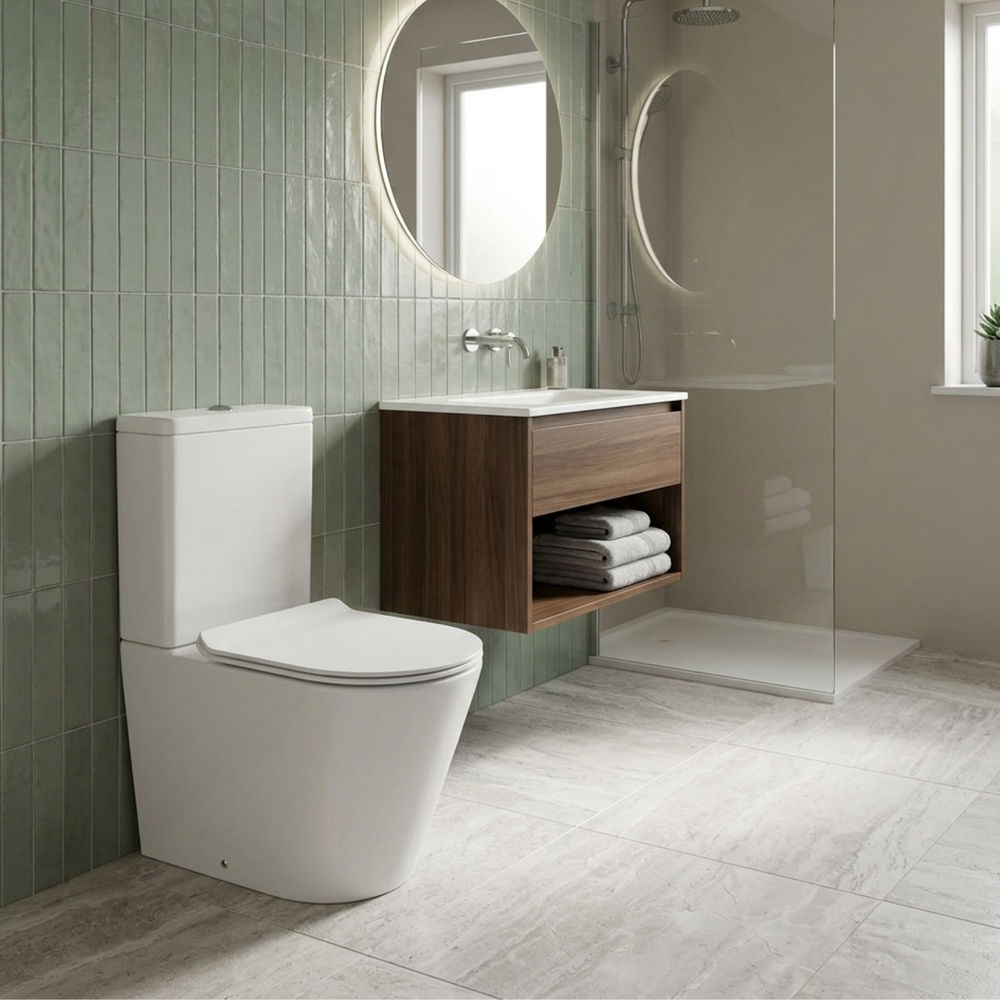 VEROTTI CITY LIFE SLIM BACK TO WALL TOILET SUITE GLOSS WHITE