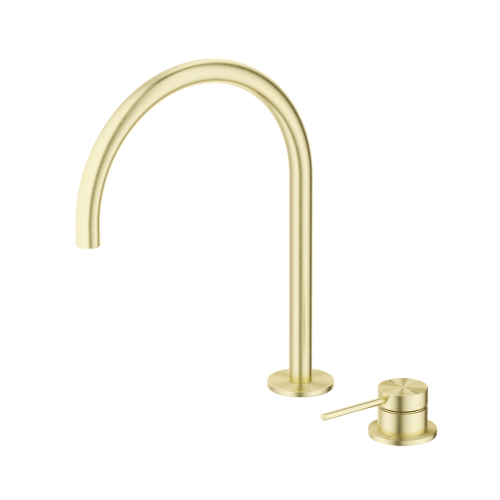 BELLA VISTA MICA LEAD FREE GOOSENECK HOB SINK/BASIN MIXER SET 311MM FRENCH GOLD