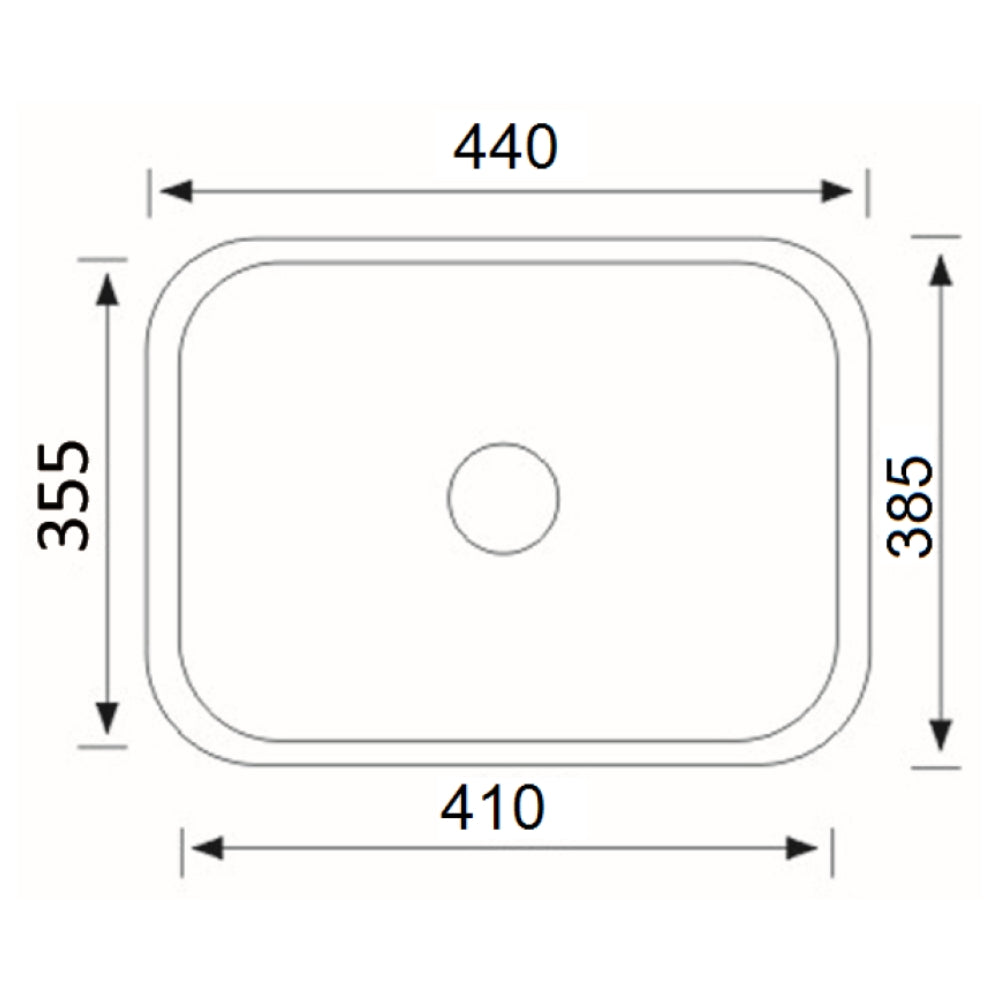 IKON CORA SINGLE BOWL UNDERMOUNT SINK STAINLESS STEEL 410MM