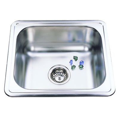 IKON SINGLE BOWL ABOVE MOUNT SINK STAINLESS STEEL 490MM