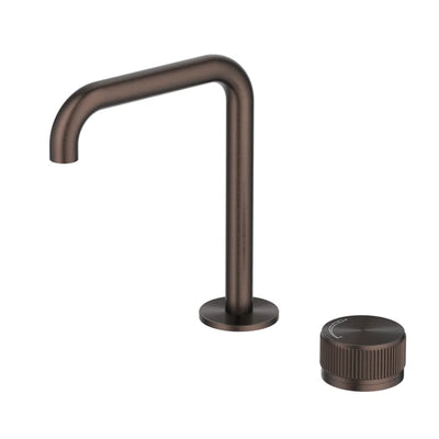 BELLA VISTA MICA LEAD FREE FLUTED SOFT-SQUARE HOB BASIN MIXER SET 205MM DUSK BRONZE