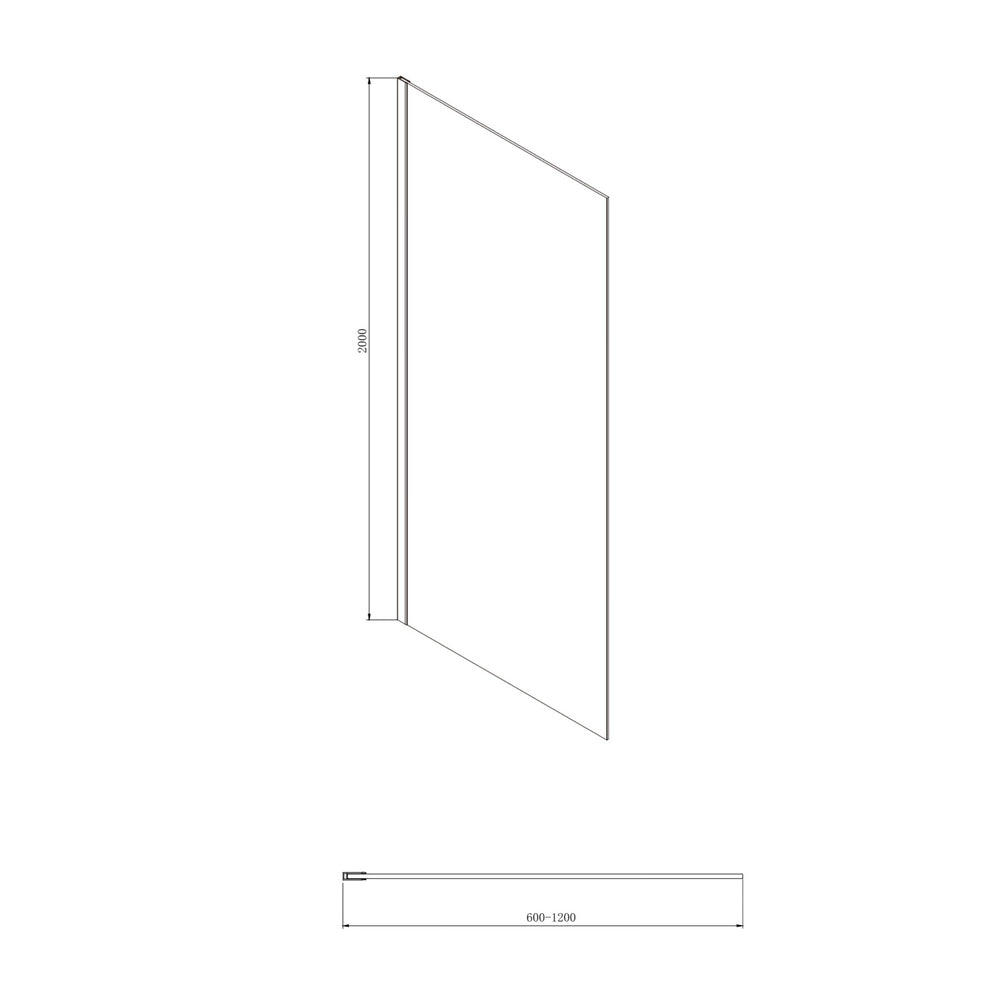 COVEY FRAMELESS WALK IN DARK GLASS SINGLE FIXED PANEL WITH WALL CHANNEL MATTE BLACK