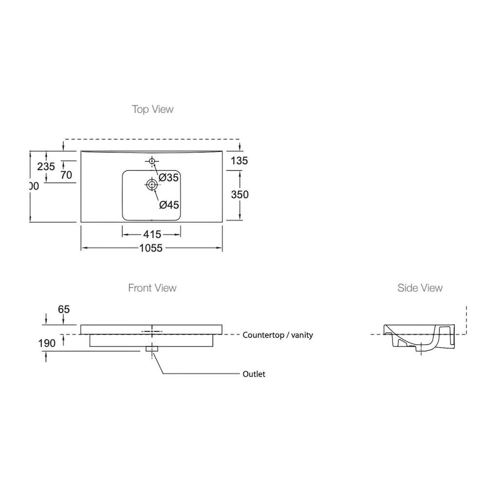 KOHLER REACH WALL HUNG BASIN WHITE 1055MM