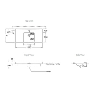 KOHLER REACH WALL HUNG BASIN WHITE 1055MM