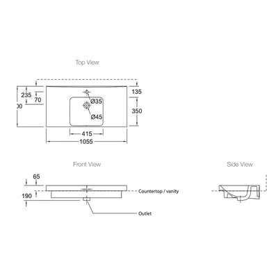KOHLER REACH WALL HUNG BASIN WHITE 1055MM