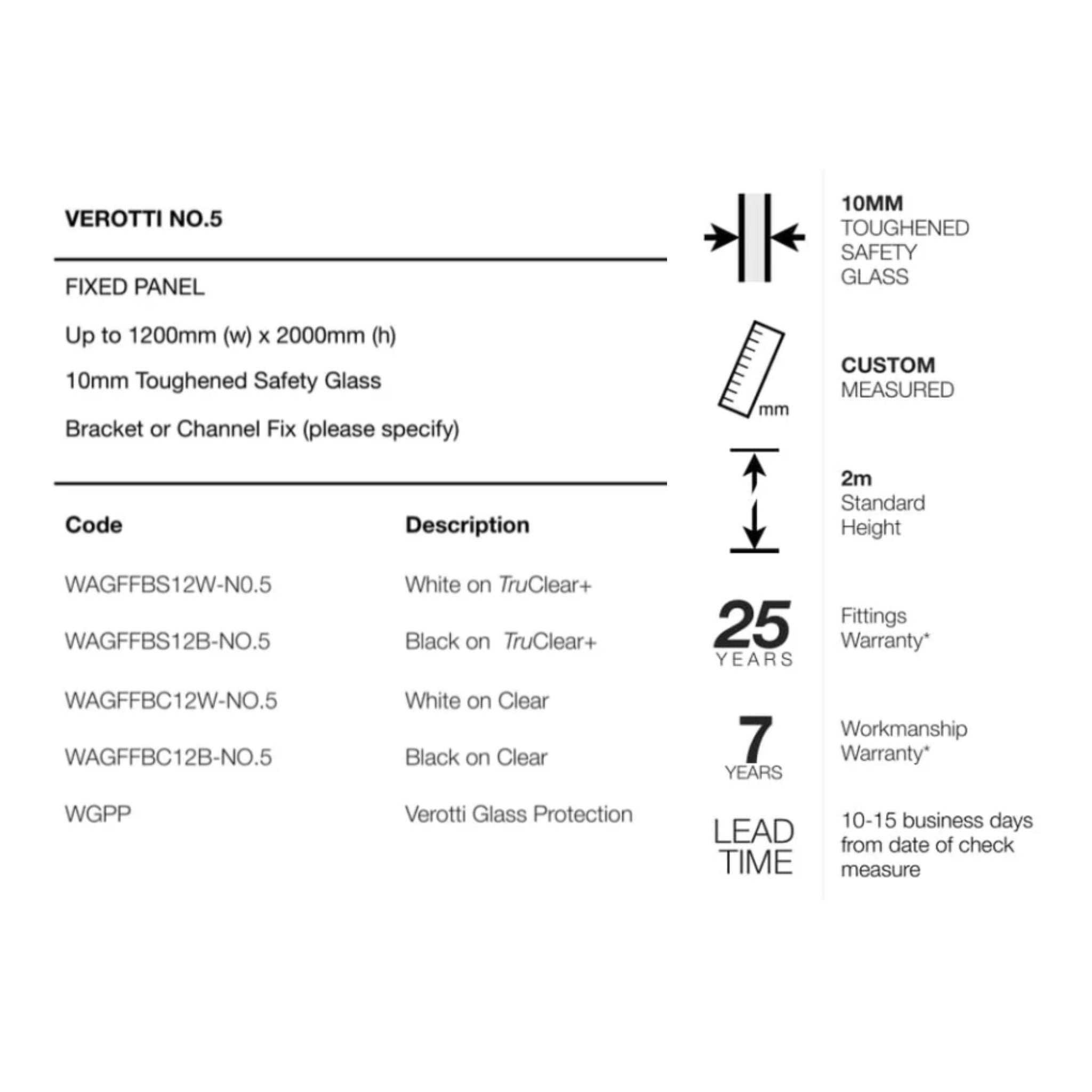 VEROTTI NO.5 FRAMELESS SHOWER SCREEN WITH CUSTOM DIGITAL PRINT GLASS 1200X2000MM