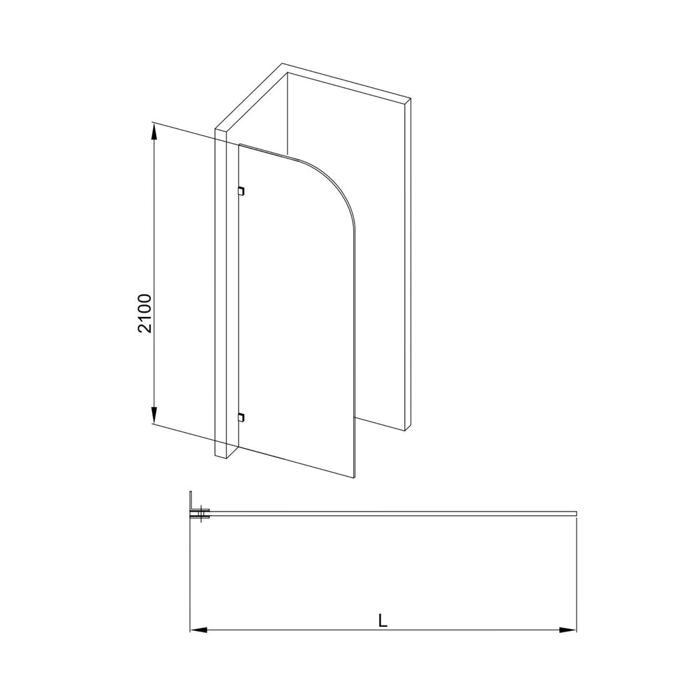 COVEY FRAMELESS WALK IN SINGLE PANEL CURVED CORNER FLUTED / NARROWLINE SHOWER SCREEN GUN METAL
