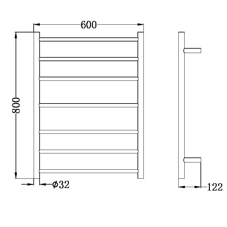 NERO MECCA NON-HEATED TOWEL LADDER CHROME 600MM