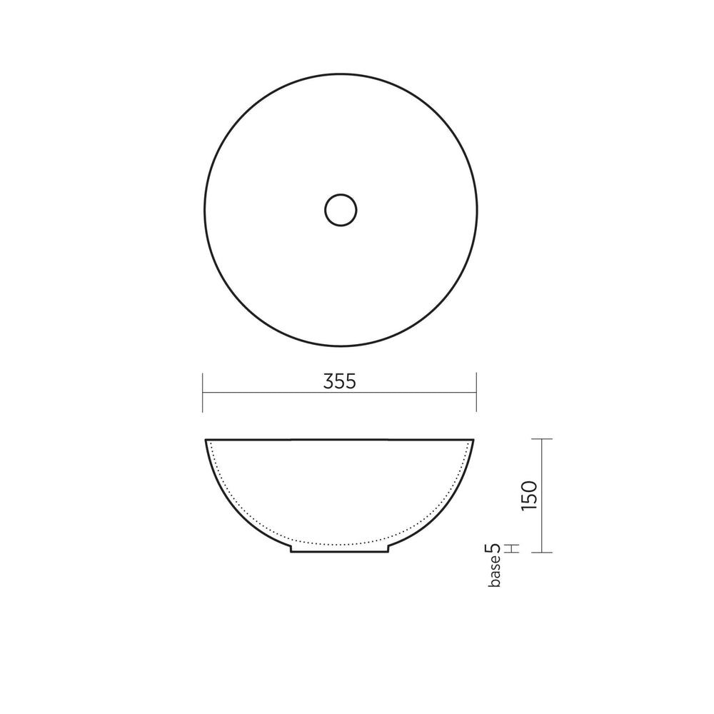 SEIMA ARKO 360 ABOVE COUNTER BASIN SILK MATTE WHITE 355MM