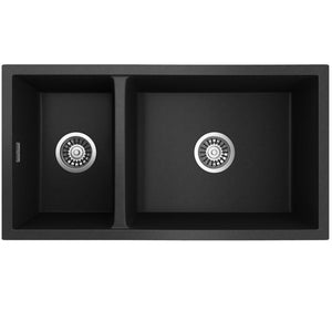 SEIMA OROS 822 1 & 1/2 DOUBLE BOWL KITCHEN SINK SILK MATTE BLACK 820MM