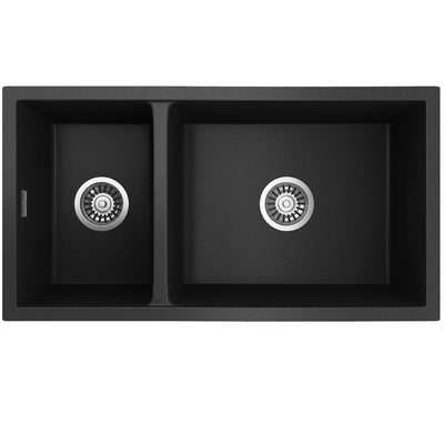 SEIMA OROS 822 1 & 1/2 DOUBLE BOWL KITCHEN SINK SILK MATTE BLACK 820MM