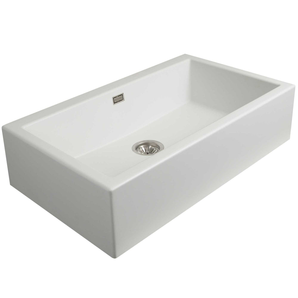 SEIMA OROS 900 SINGLE BOWL APRON FRONT KITCHEN AND LAUNDRY SINK SILK MATTE WHITE 900MM