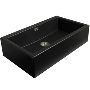SEIMA OROS 900 SINGLE BOWL APRON FRONT KITCHEN AND LAUNDRY SINK SILK MATTE BLACK 900MM