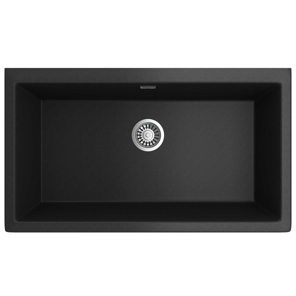 SEIMA OROS 900 SINGLE BOWL APRON FRONT KITCHEN AND LAUNDRY SINK SILK MATTE BLACK 900MM