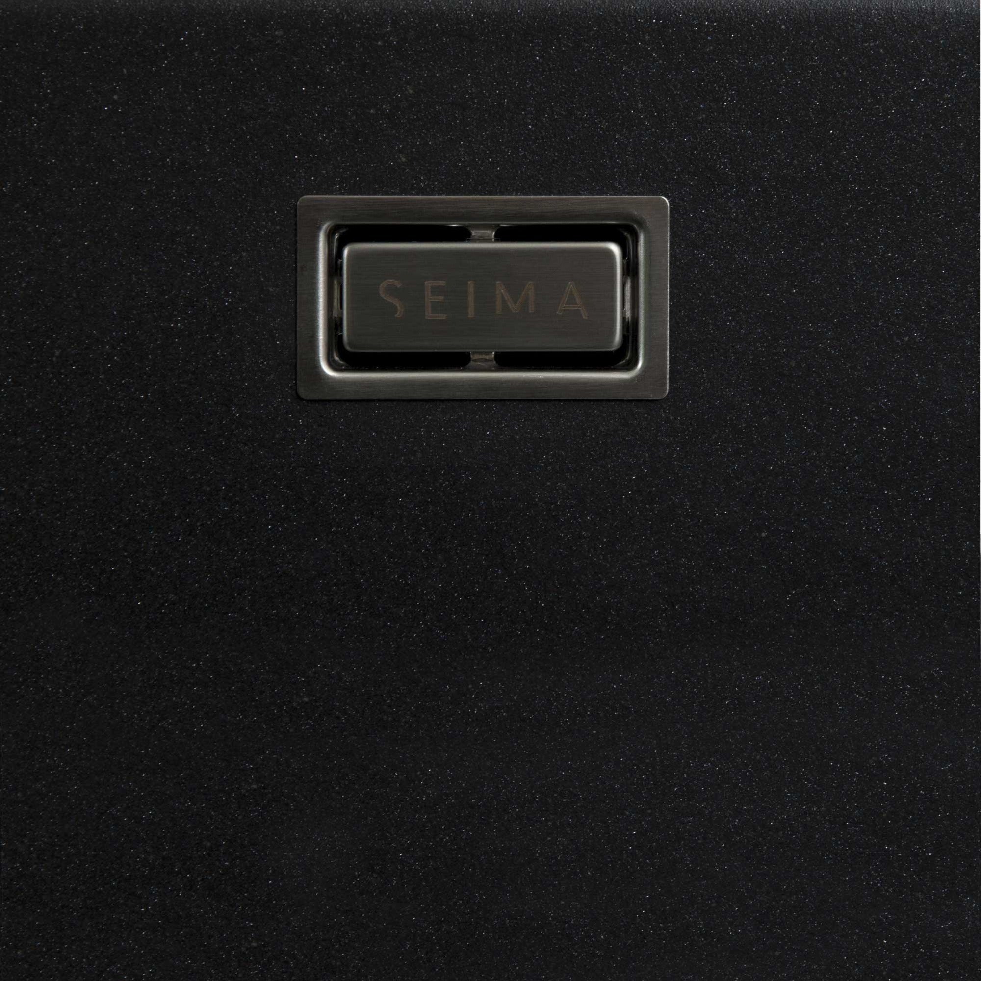 SEIMA OROS 1 & 3/4 DOUBLE BOWL KITCHEN SINK WITH DRAINER SILK MATTE BLACK 1160MM