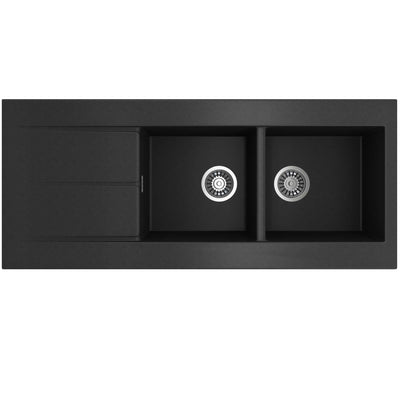 SEIMA OROS 1162 DOUBLE BOWL KITCHEN SINK WITH DRAINER SILK MATTE BLACK 1160MM