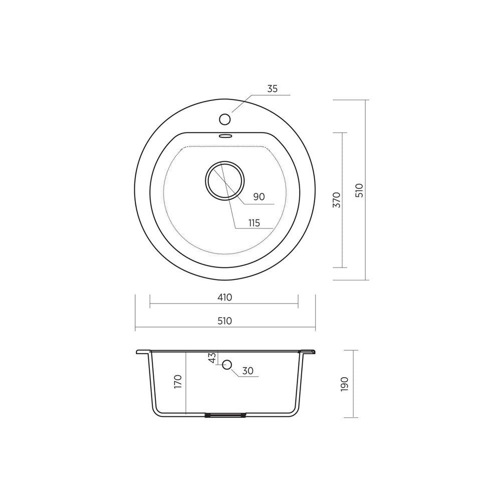 SEIMA OROS 510 SINK BOWL KITCHEN AND LAUNDRY SINK SILK MATTE BLACK 510MM