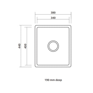 SEIMA LETO 340 SINGLE BOWL KITCHEN SINK STAINLESS STEEL 380MM