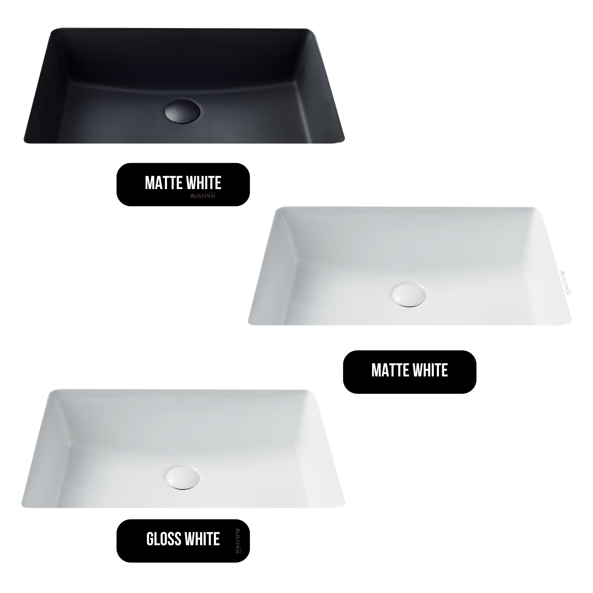 SEIMA PLATI 204 UNDER COUNTER BASIN WITH OVERFLOW SILK MATTE WHITE 490MM