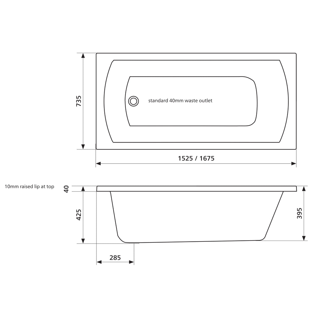 SEIMA SYROS 103 INSET BATHTUB GLOSS WHITE (AVAILABLE IN 1525MM AND 1675MM)