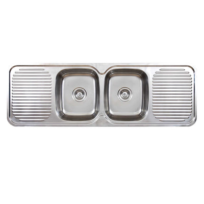 SEIMA ACERO 002 DOUBLE BOWL KITCHEN SINK WITH TWO DRAINERS STAINLESS STEEL 1500MM