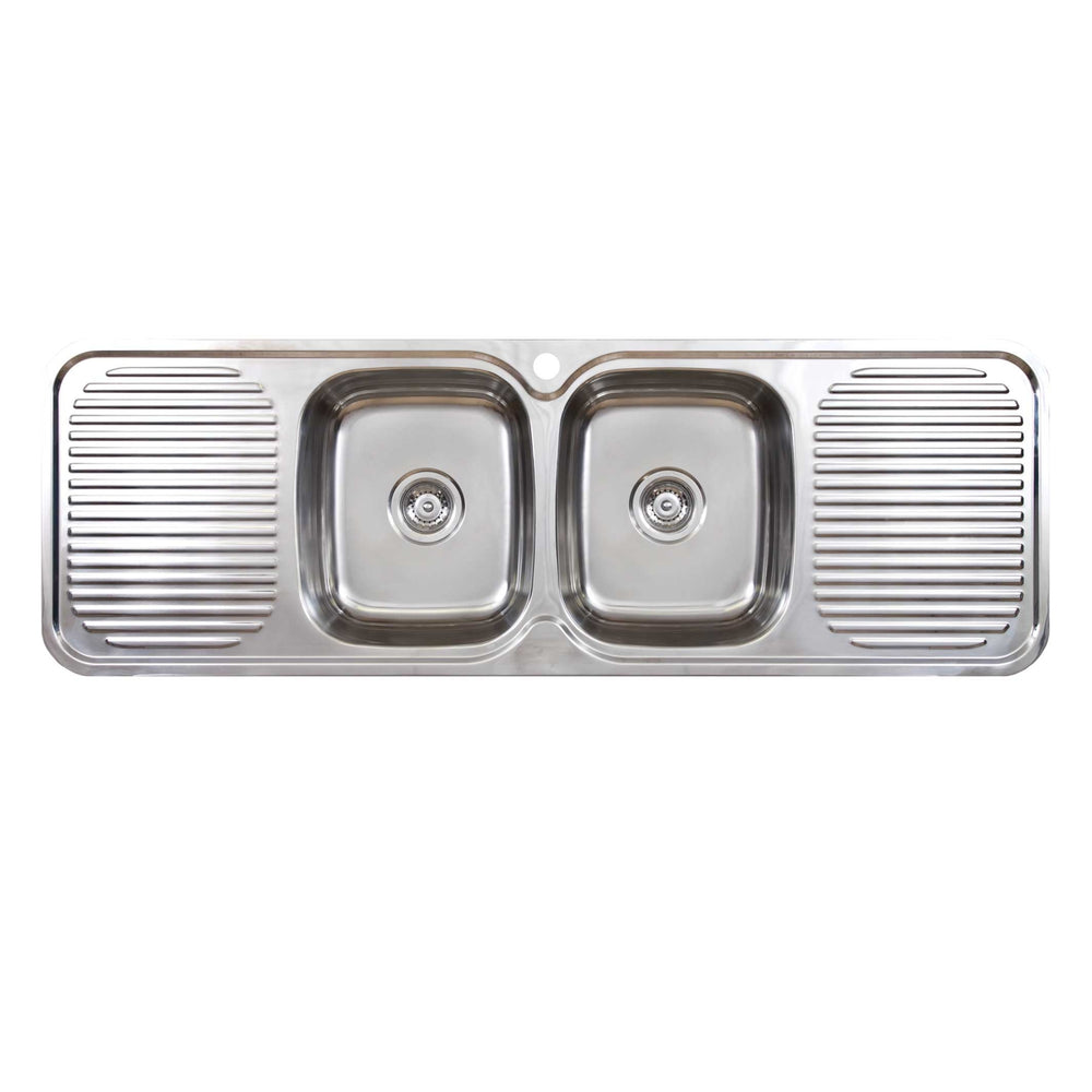 SEIMA ACERO 002 DOUBLE BOWL KITCHEN SINK WITH TWO DRAINERS STAINLESS STEEL 1500MM