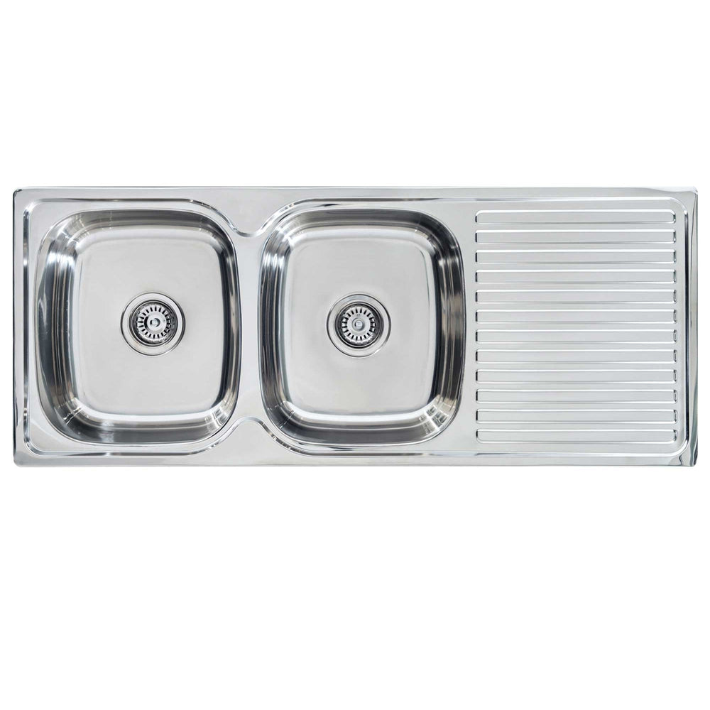 SEIMA ACERO 1200 DOUBLE BOWL KITCHEN SINK WITH DRAINER STAINLESS STEEL 1200MM