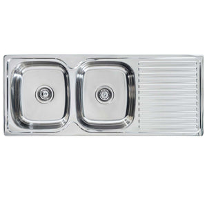 SEIMA ACERO 1200 DOUBLE BOWL KITCHEN SINK WITH DRAINER STAINLESS STEEL 1200MM
