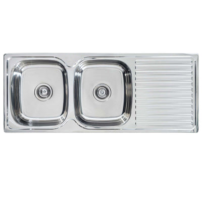 SEIMA ACERO 1200 DOUBLE BOWL KITCHEN SINK WITH DRAINER STAINLESS STEEL 1200MM