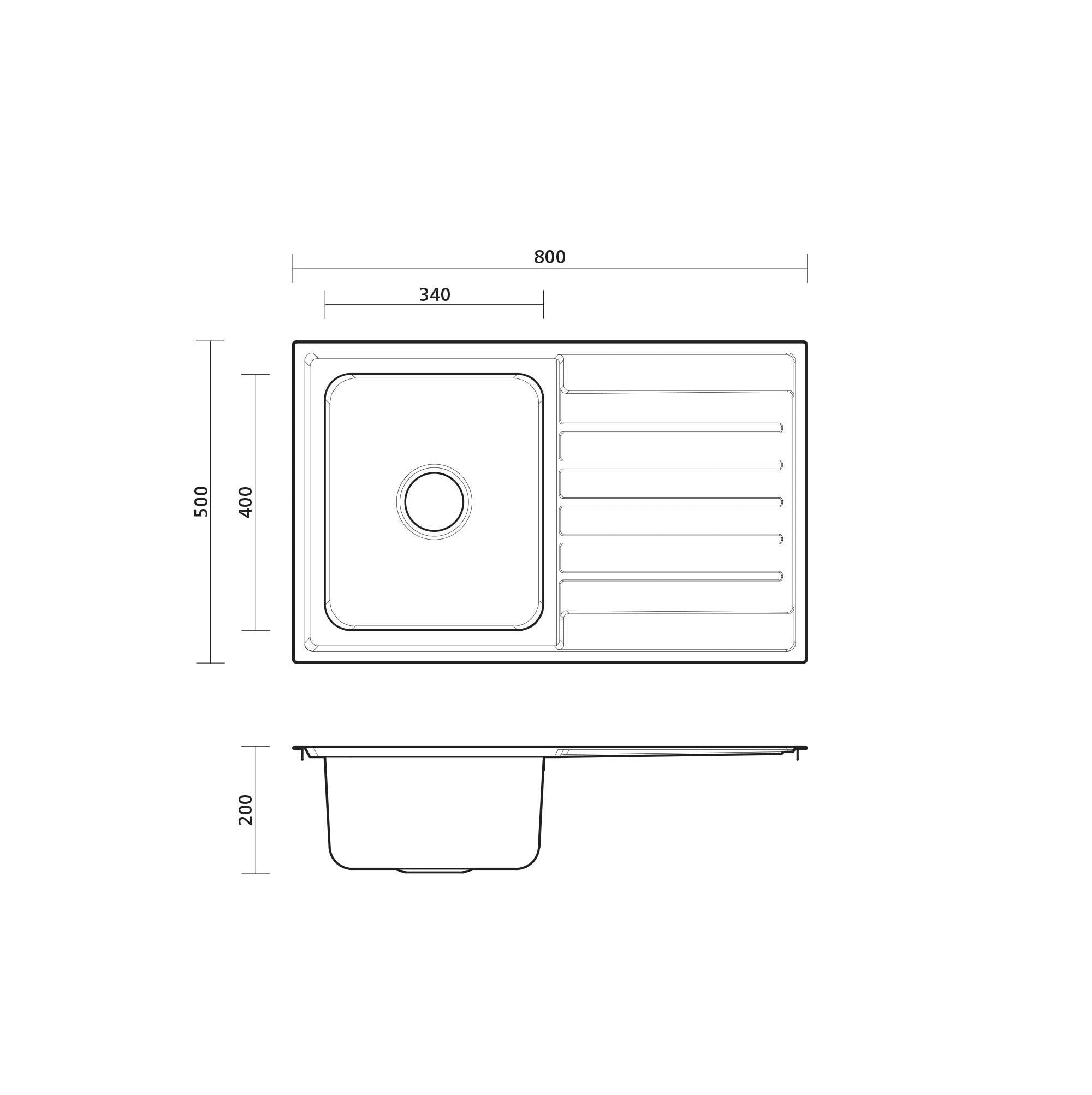 SEIMA KUBIC 100 SINGLE BOWL KITCHEN SINK WITH DRAINER STAINLESS STEEL 800MM