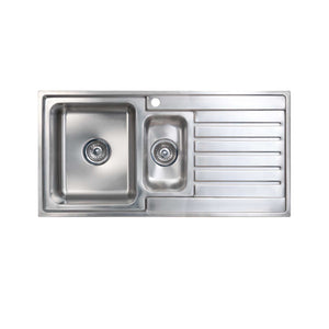 SEIMA KUBIC 150 1 & 1/2 BOWL KITCHEN SINK WITH DRAINER STAINLESS STEEL 1000MM