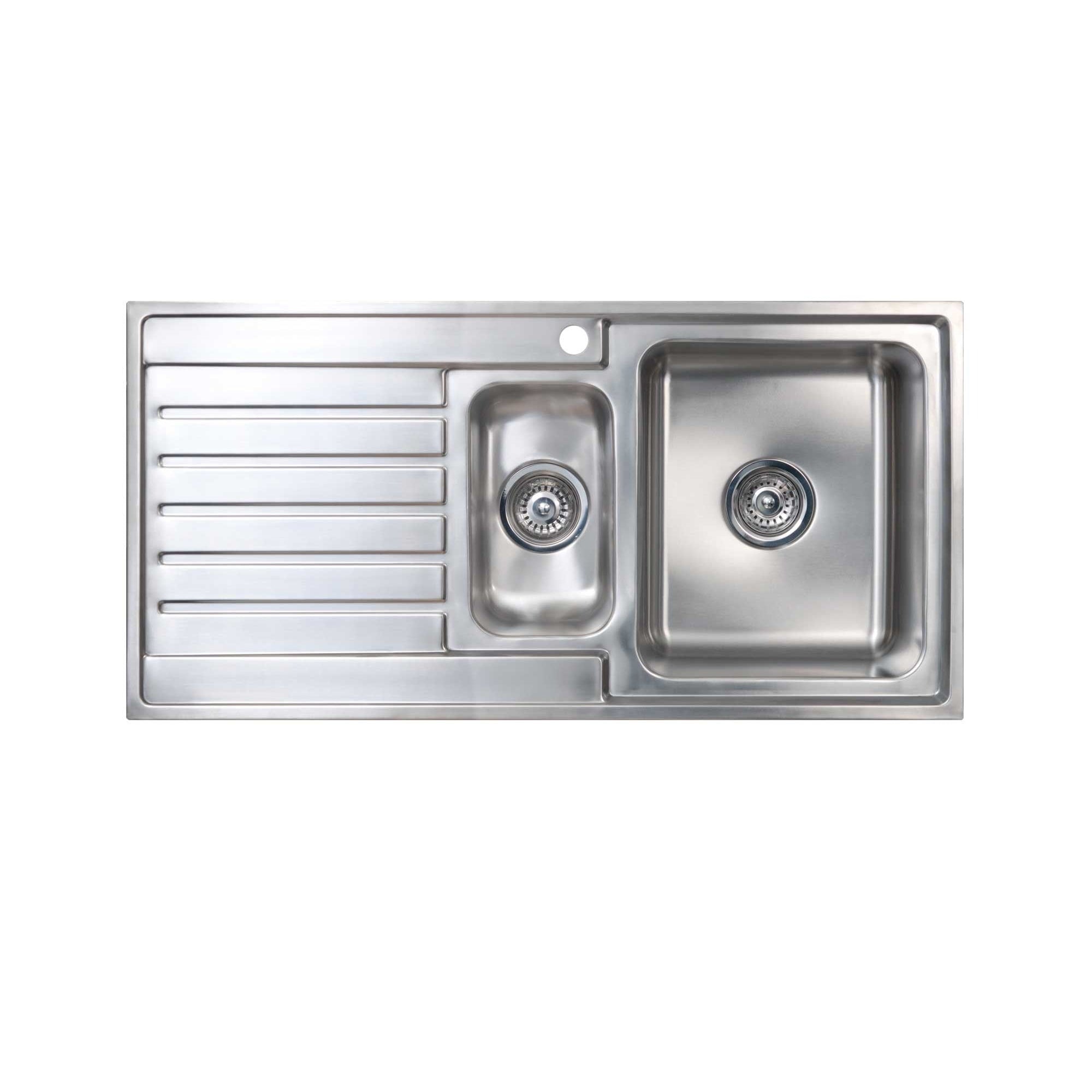SEIMA KUBIC 150 1 & 1/2 BOWL KITCHEN SINK WITH DRAINER STAINLESS STEEL 1000MM