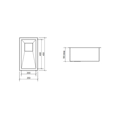 SEIMA TETRA 250 SINGLE BOWL KITCHEN SINK STAINLESS STEEL 250MM