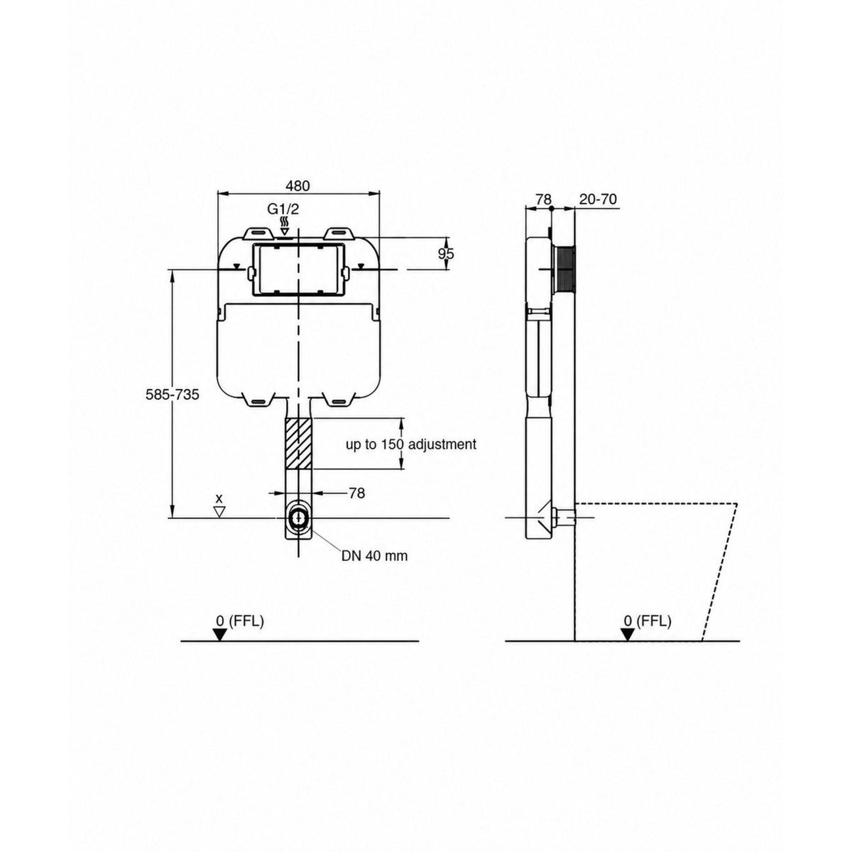 SEIMA C100 PNEUMATIC INWALL CISTERN FOR WALL FACED PAN