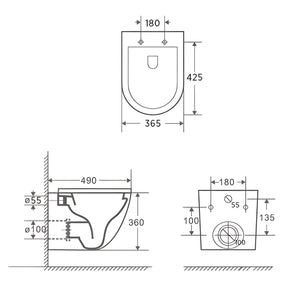 SEIMA ARKO RIMLESS WALL HUNG TOILET GLOSS WHITE