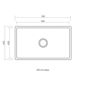 SEIMA LETO 700 SINGLE BOWL KITCHEN AND LAUNDRY SINK STAINLESS STEEL 740MM