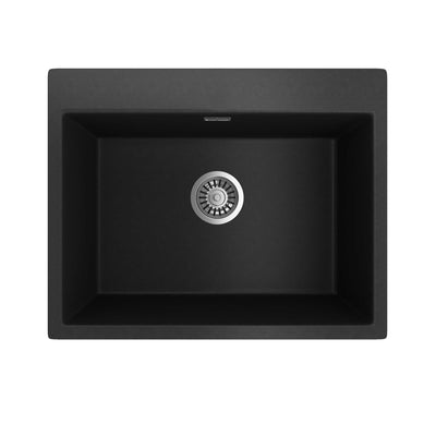 SEIMA OROS 620 SINGLE BOWL KITCHEN AND LAUNDRY SINK SILK MATTE BLACK 620MM