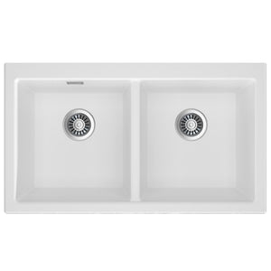 SEIMA OROS 902 DOUBLE BOWL APRON FRONT KITCHEN AND LAUNDRY SINK SILK MATTE WHITE 900MM