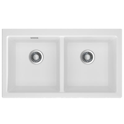 SEIMA OROS 902 DOUBLE BOWL APRON FRONT KITCHEN AND LAUNDRY SINK SILK MATTE WHITE 900MM