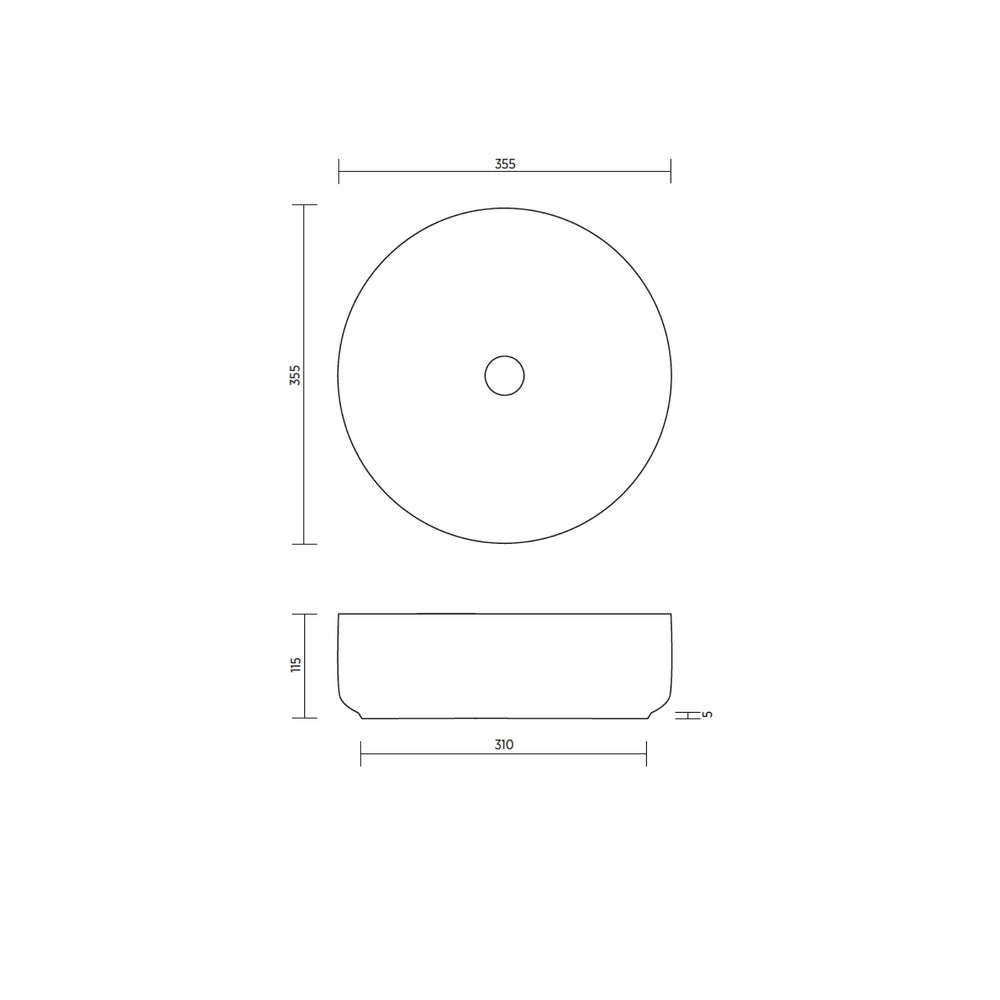 SEIMA ARKO 355 ABOVE COUNTER BASIN BLACK AND SILK MATTE WHITE 355MM