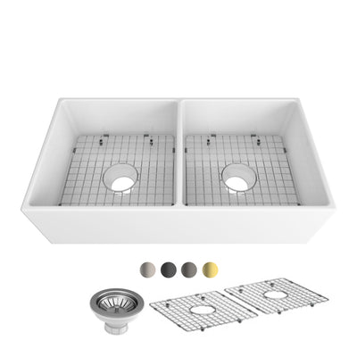 SEIMA ODESSA 915 DOUBLE BOWL APRON FRONT KITCHEN AND LAUNDRY SINK GLOSS WHITE 915MM