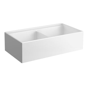 SEIMA ODESSA 922 DOUBLE BOWL APRON FRONT KITCHEN AND LAUNDRY SINK GLOSS WHITE 915MM