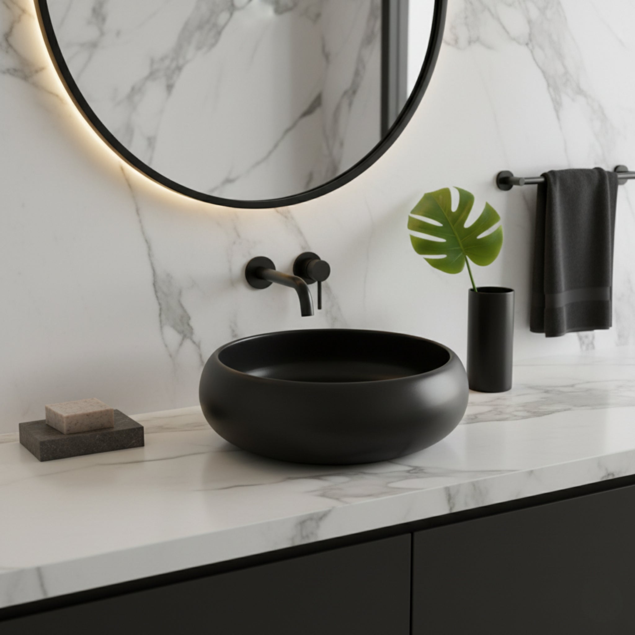 SEIMA ARKO 361 ABOVE COUNTER BASIN SILK MATTE BLACK 360MM